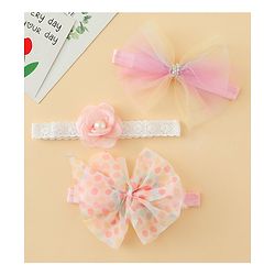 Babyhug Headbands With Floral & Bow Applique Pack of 3 - Multicolor