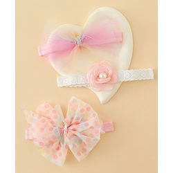 Babyhug Headbands With Floral & Bow Applique Pack of 3 - Multicolor