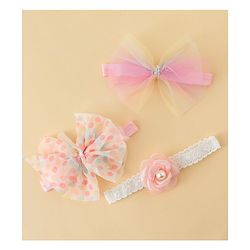 Babyhug Headbands With Floral & Bow Applique Pack of 3 - Multicolor