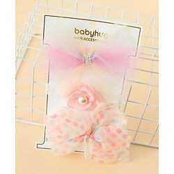 Babyhug Headbands With Floral & Bow Applique Pack of 3 - Multicolor