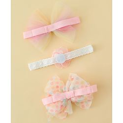 Babyhug Headbands With Floral & Bow Applique Pack of 3 - Multicolor
