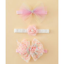 Babyhug Headbands With Floral & Bow Applique Pack of 3 - Multicolor