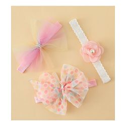 Babyhug Headbands With Floral & Bow Applique Pack of 3 - Multicolor
