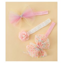 Babyhug Headbands With Floral & Bow Applique Pack of 3 - Multicolor