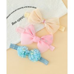 Babyhug Headbands With Floral & Bow Applique Pack of 3 - Multicolor
