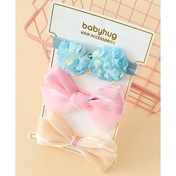 Babyhug Headbands With Floral & Bow Applique Pack of 3 - Multicolor