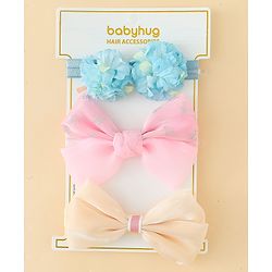 Babyhug Headbands With Floral & Bow Applique Pack of 3 - Multicolor