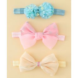 Babyhug Headbands With Floral & Bow Applique Pack of 3 - Multicolor