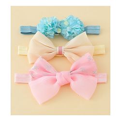 Babyhug Headbands With Floral & Bow Applique Pack of 3 - Multicolor
