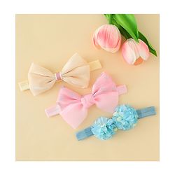Babyhug Headbands With Floral & Bow Applique Pack of 3 - Multicolor