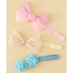 Babyhug Headbands With Floral & Bow Applique Pack of 3 - Multicolor