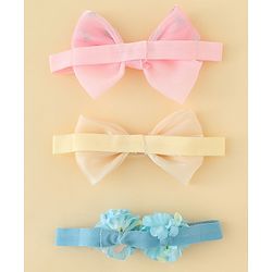 Babyhug Headbands With Floral & Bow Applique Pack of 3 - Multicolor