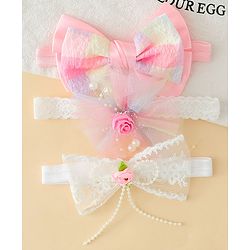 Babyhug Headbands With Bow & Floral Applique - Multicolor