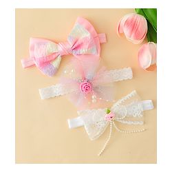Babyhug Headbands With Bow & Floral Applique - Multicolor