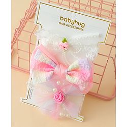 Babyhug Headbands With Bow & Floral Applique - Multicolor