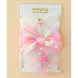 Babyhug Headbands With Bow & Floral Applique - Multicolor