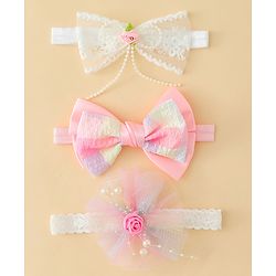 Babyhug Headbands With Bow & Floral Applique - Multicolor