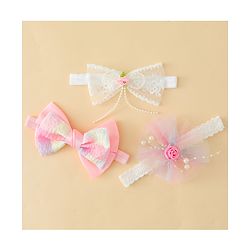 Babyhug Headbands With Bow & Floral Applique - Multicolor
