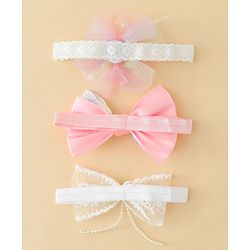 Babyhug Headbands With Bow & Floral Applique - Multicolor
