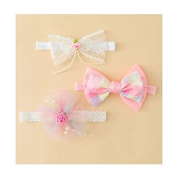 Babyhug Headbands With Bow & Floral Applique - Multicolor