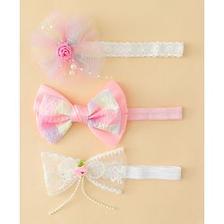 Babyhug Headbands With Bow & Floral Applique - Multicolor