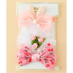 Babyhug Headbands with Bow & Floral Applique Pack of 3 - Pink White & Orange