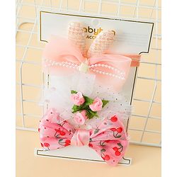 Babyhug Headbands with Bow & Floral Applique Pack of 3 - Pink White & Orange