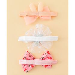 Babyhug Headbands with Bow & Floral Applique Pack of 3 - Pink White & Orange