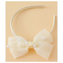 Babyhug Hair Bands with Bow & Floral Applique  Pack of 2 - White & Orange