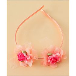 Babyhug Hair Bands with Bow & Floral Applique  Pack of 2 - White & Orange