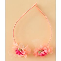 Babyhug Hair Bands with Bow & Floral Applique  Pack of 2 - White & Orange