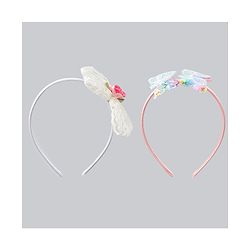 Babyhug Hair Bands withb Bow & Butterfly Applique Pack of 2 - white & Pink