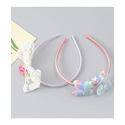 Babyhug Hair Bands withb Bow & Butterfly Applique Pack of 2 - white & Pink