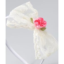 Babyhug Hair Bands withb Bow & Butterfly Applique Pack of 2 - white & Pink