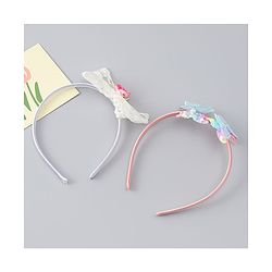 Babyhug Hair Bands withb Bow & Butterfly Applique Pack of 2 - white & Pink