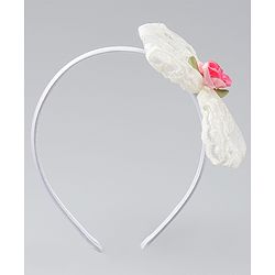 Babyhug Hair Bands withb Bow & Butterfly Applique Pack of 2 - white & Pink