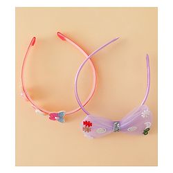Babyhug Hair Bands with Bow & Butterfly Applique Pack of 2 - Purple & Red