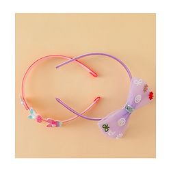 Babyhug Hair Bands with Bow & Butterfly Applique Pack of 2 - Purple & Red