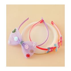 Babyhug Hair Bands with Bow & Butterfly Applique Pack of 2 - Purple & Red