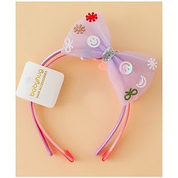 Babyhug Hair Bands with Bow & Butterfly Applique Pack of 2 - Purple & Red