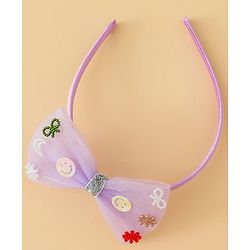 Babyhug Hair Bands with Bow & Butterfly Applique Pack of 2 - Purple & Red
