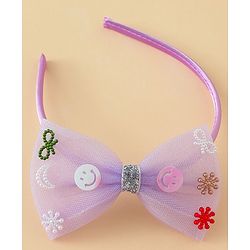 Babyhug Hair Bands with Bow & Butterfly Applique Pack of 2 - Purple & Red