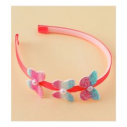 Babyhug Hair Bands with Bow & Butterfly Applique Pack of 2 - Purple & Red