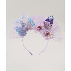 Babyhug Hair Bands With Floral & Marine Collection Applique - Pink