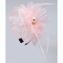 Babyhug Hair Bands With Floral & Pearl Applique - Peach