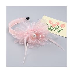 Babyhug Hair Bands With Floral & Pearl Applique - Peach