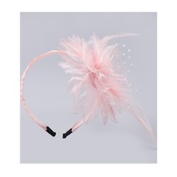 Babyhug Hair Bands With Floral & Pearl Applique - Peach