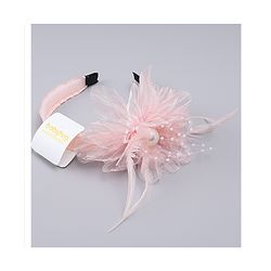 Babyhug Hair Bands With Floral & Pearl Applique - Peach