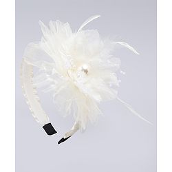 Babyhug Hair Bands With Floral & Pearl Applique - Peach