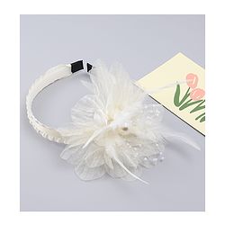 Babyhug Hair Bands With Floral & Pearl Applique - Peach